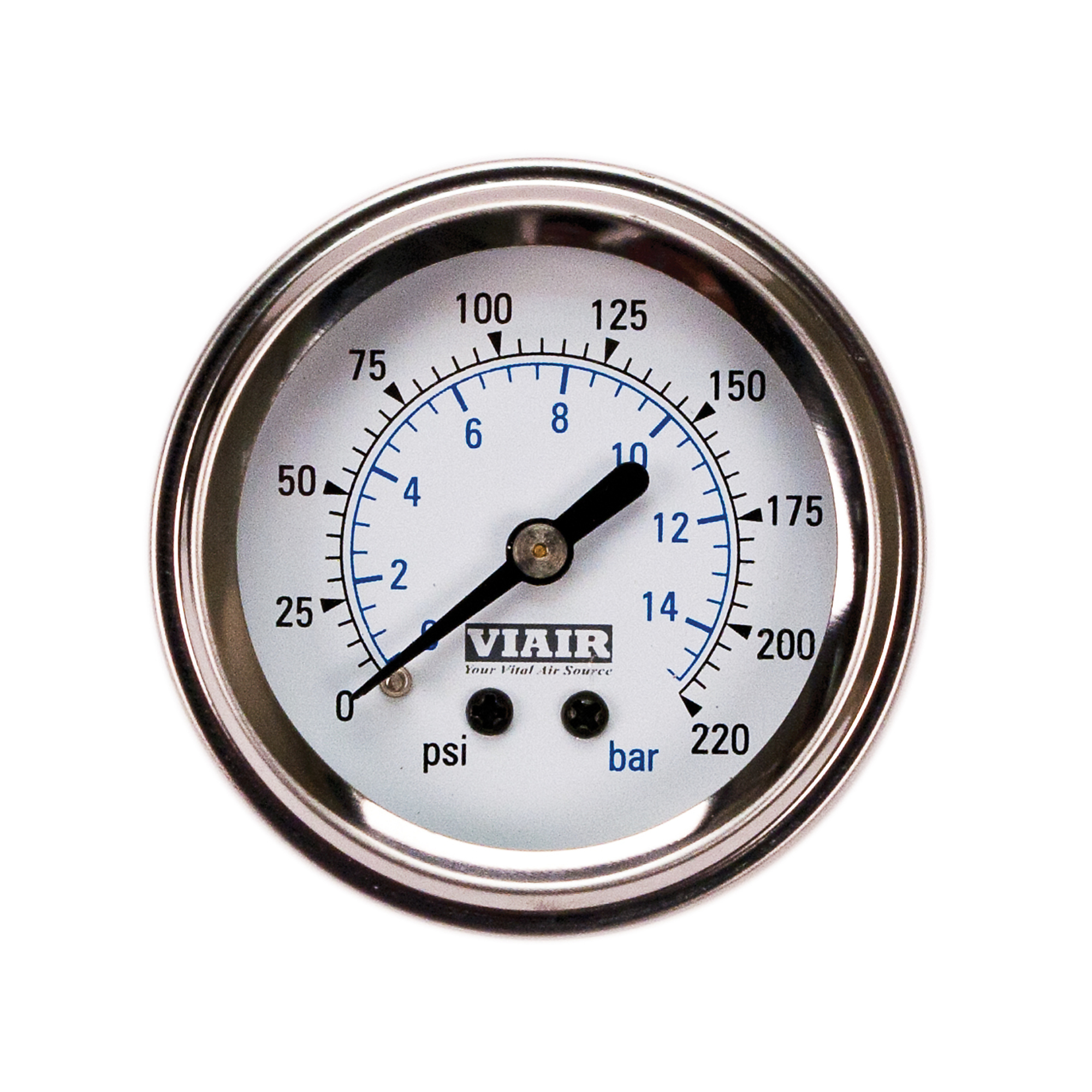 Viair Single-Needle Air Gauge - 2in., 220 PSI, White Face, Model# 90089